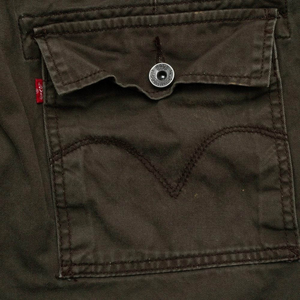 Vintage Y2k 2000s Levis Baggy Cotton Cargo Shorts Brown Loose Fit Mens 39